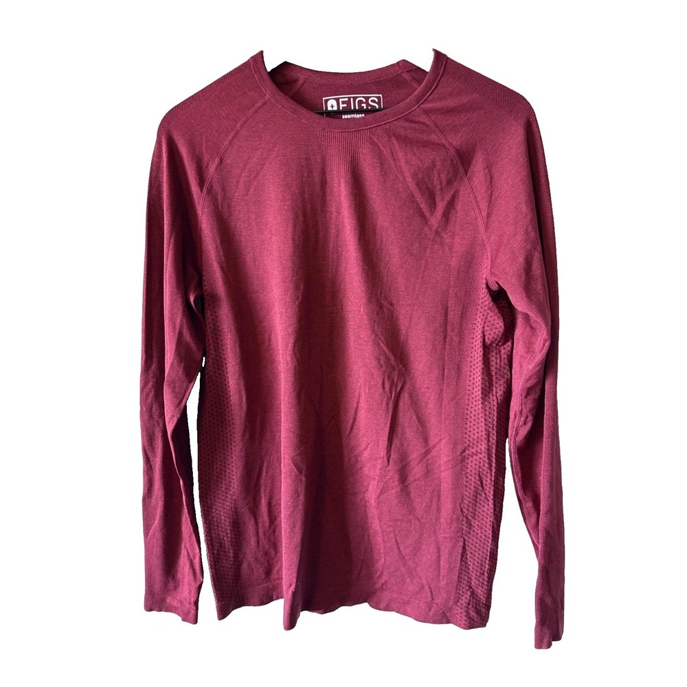 FIGS Men's Makato Red Seamless Long Sleeve Underscrub Top Size Small